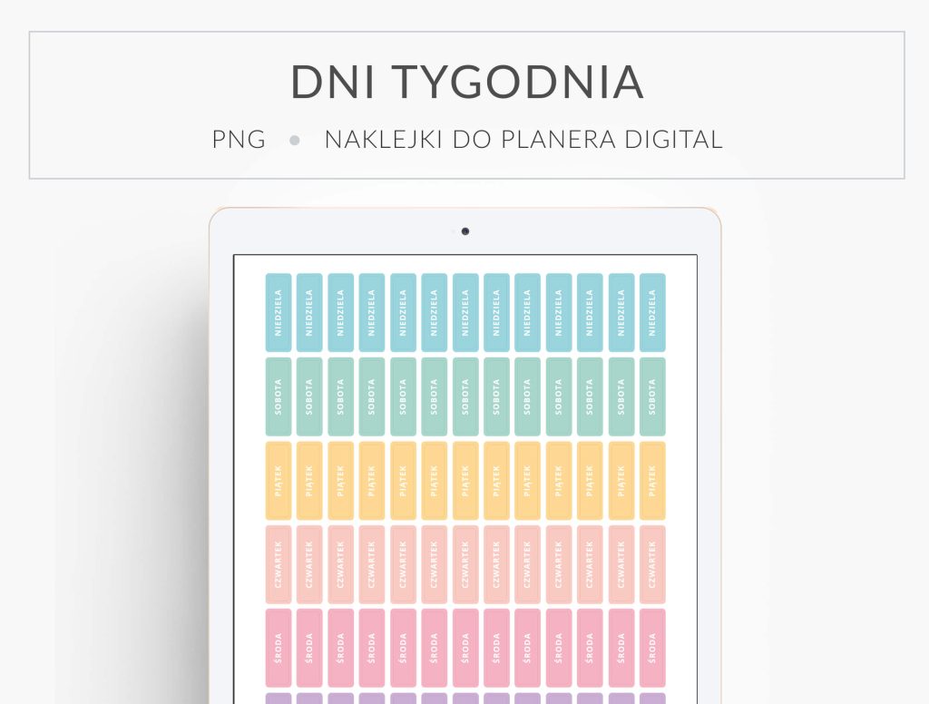 Naklejki do planera cyfrowego Dni tygodnia OgarniamSię
