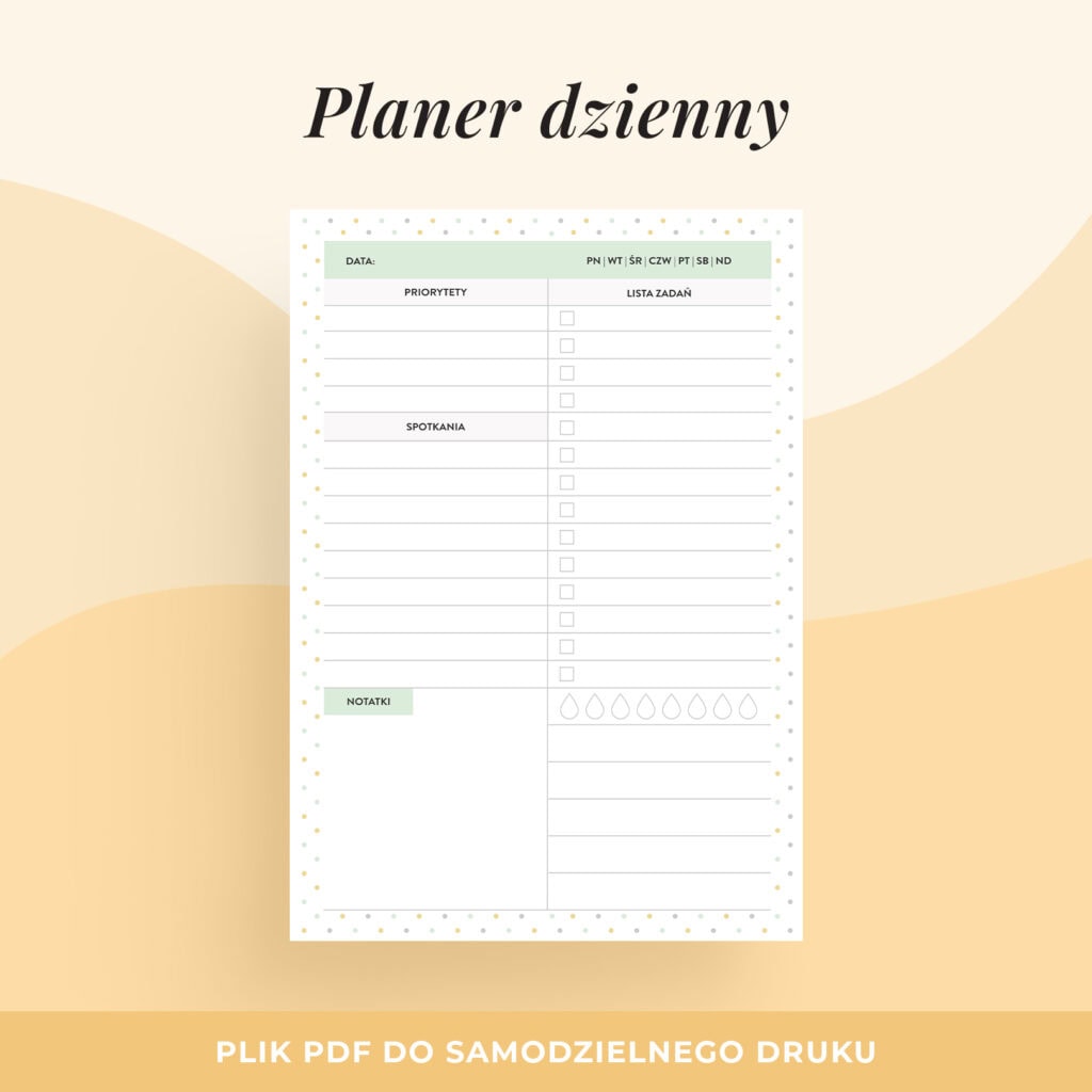 Planer dzienny #2 do druku | kolorowy