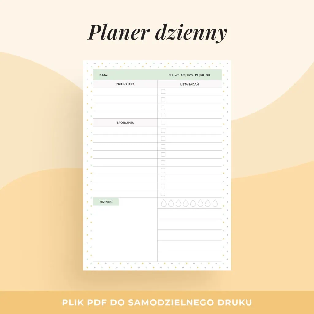 Planer dzienny #2 do druku | kolorowy