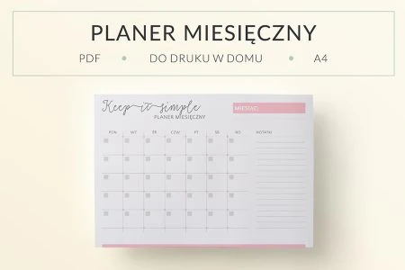 Planer miesięczny do druku - Keep It Simple