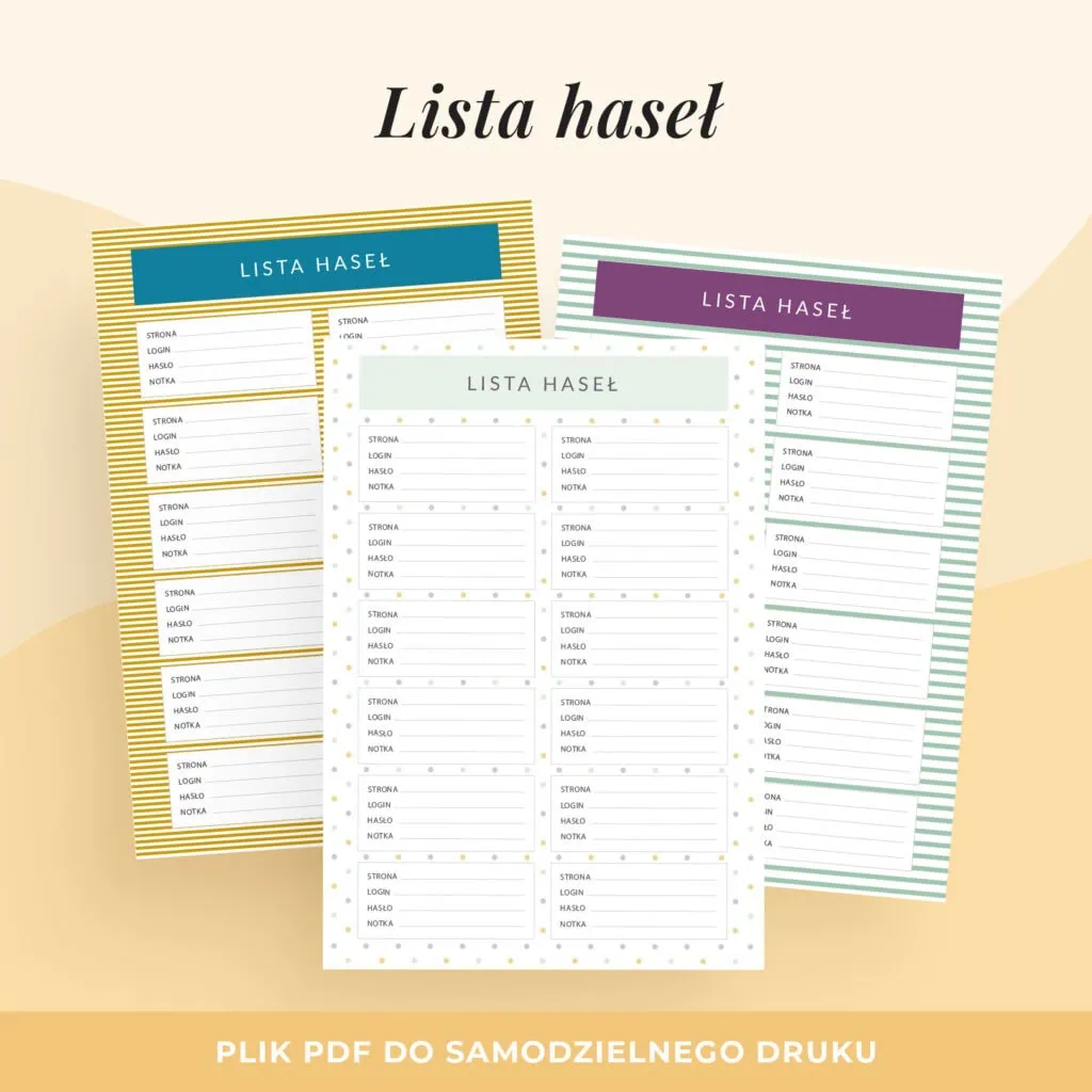 Lista haseł do druku