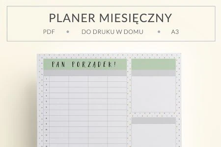 Miesięczny planer rodzinny do druku "Pan Porządek"