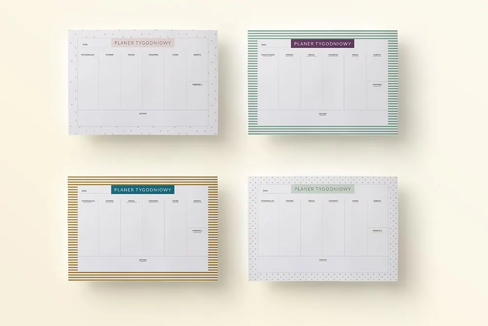 Planer tygodniowy do druku - bez dat, 4 różne szablony - obrazek 2