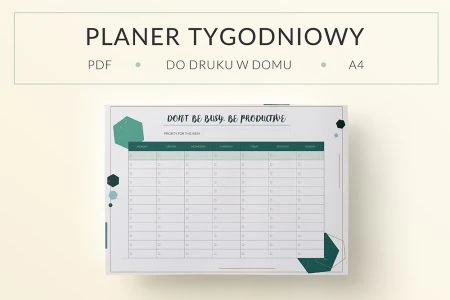 Planer, lista zadań do druku "Don't be busy, be productive"