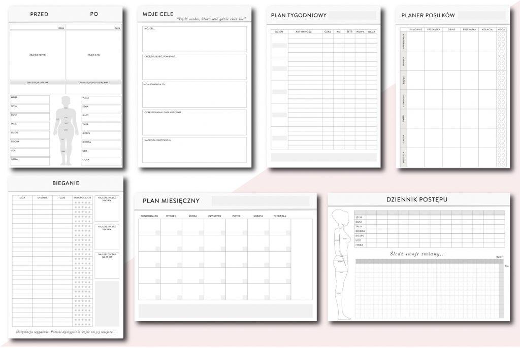 Fitness planner pdf do druku Trenuj i żyj zdrowo OgarniamSie.pl