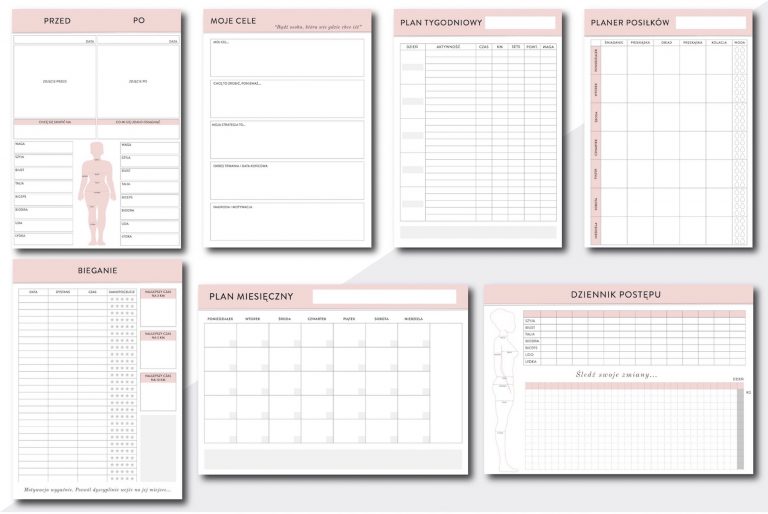 Fitness planner pdf do druku Trenuj i żyj zdrowo OgarniamSie.pl