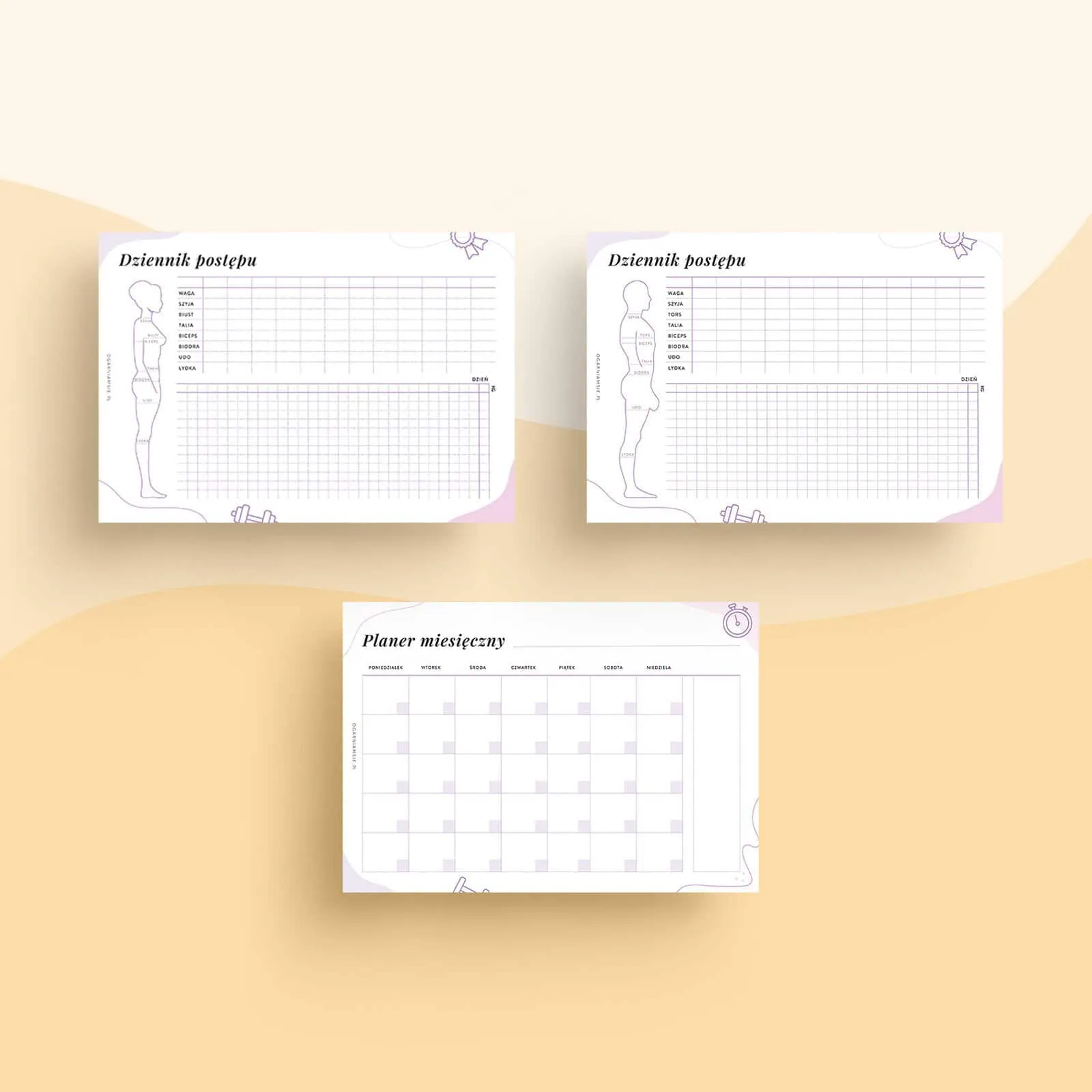 Fitness planner pdf do druku - szablony 2