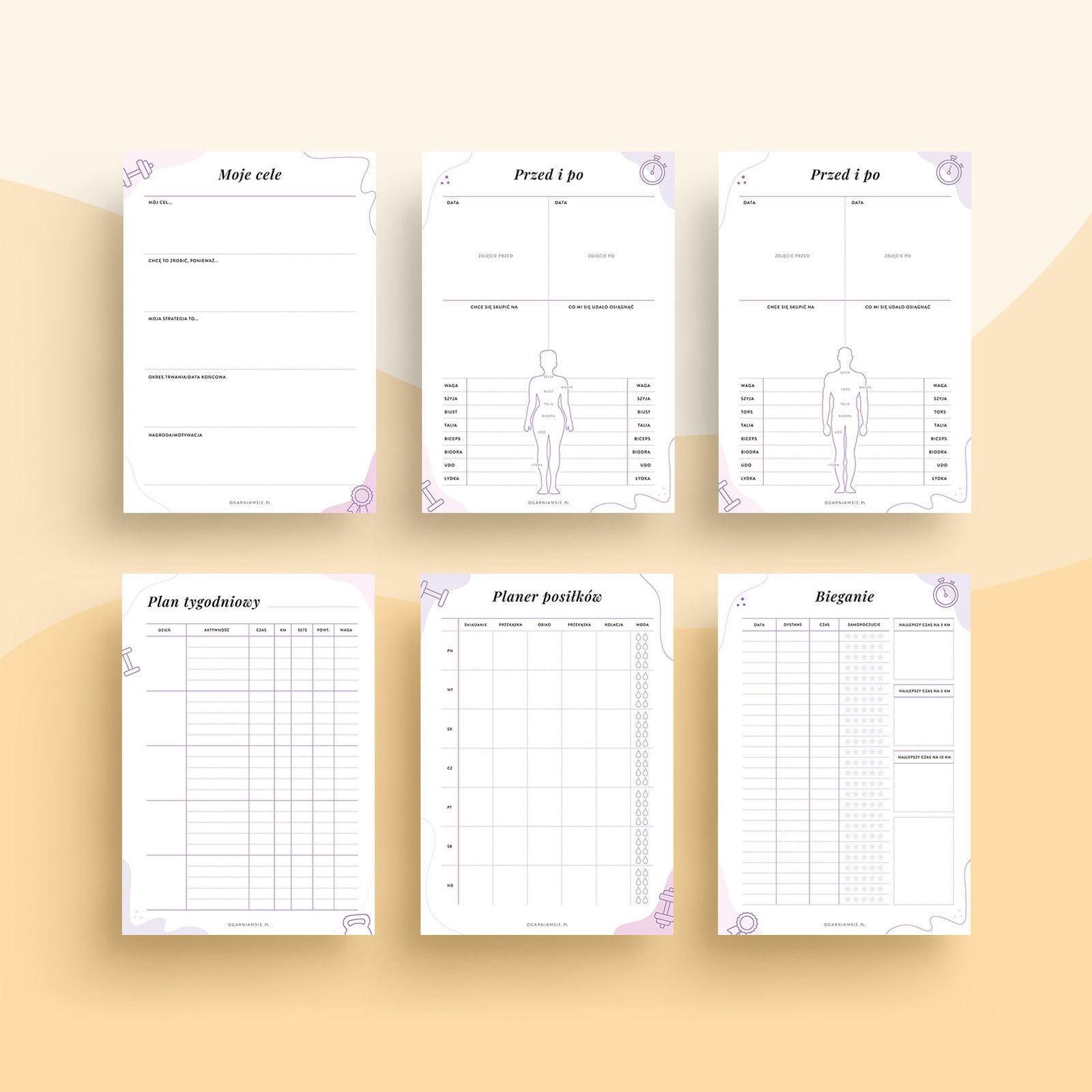 Fitness planner pdf do druku - szablony