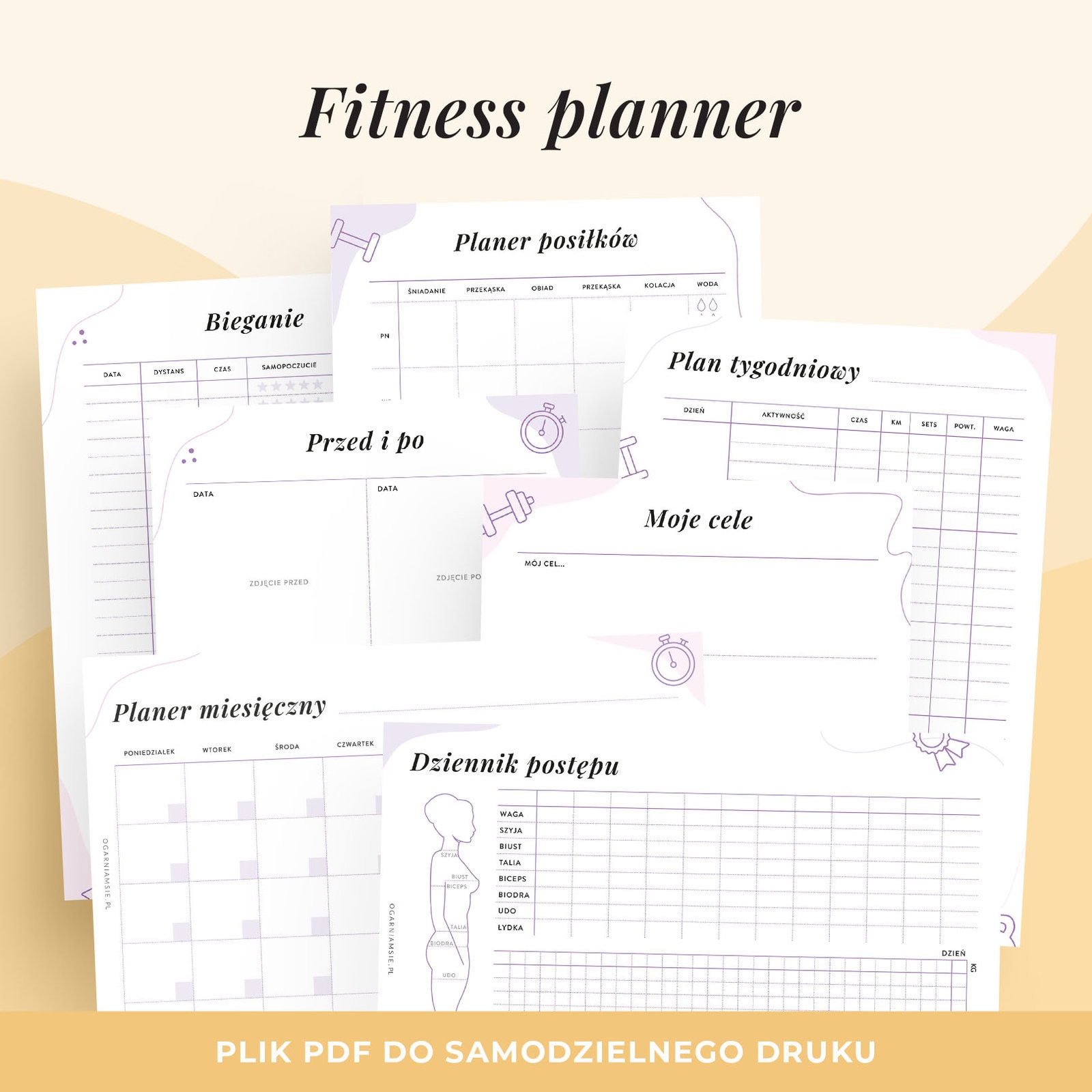 Fitness planner pdf do druku