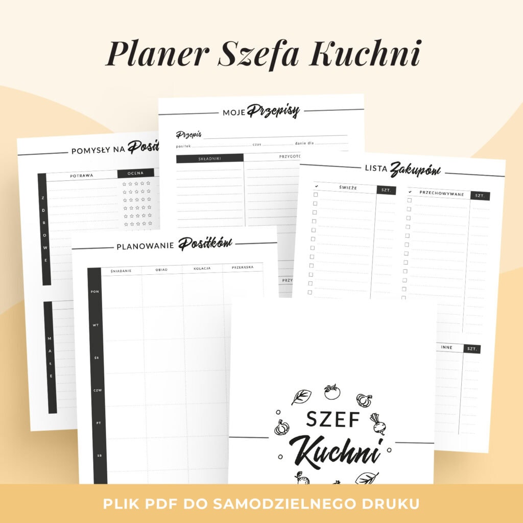 Szef Kuchni – przepiśnik, planer posiłków i jadłospisów do druku | Format A5