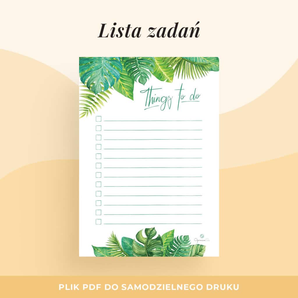 Tropikalna lista zadań “to do” do druku | Format: A5