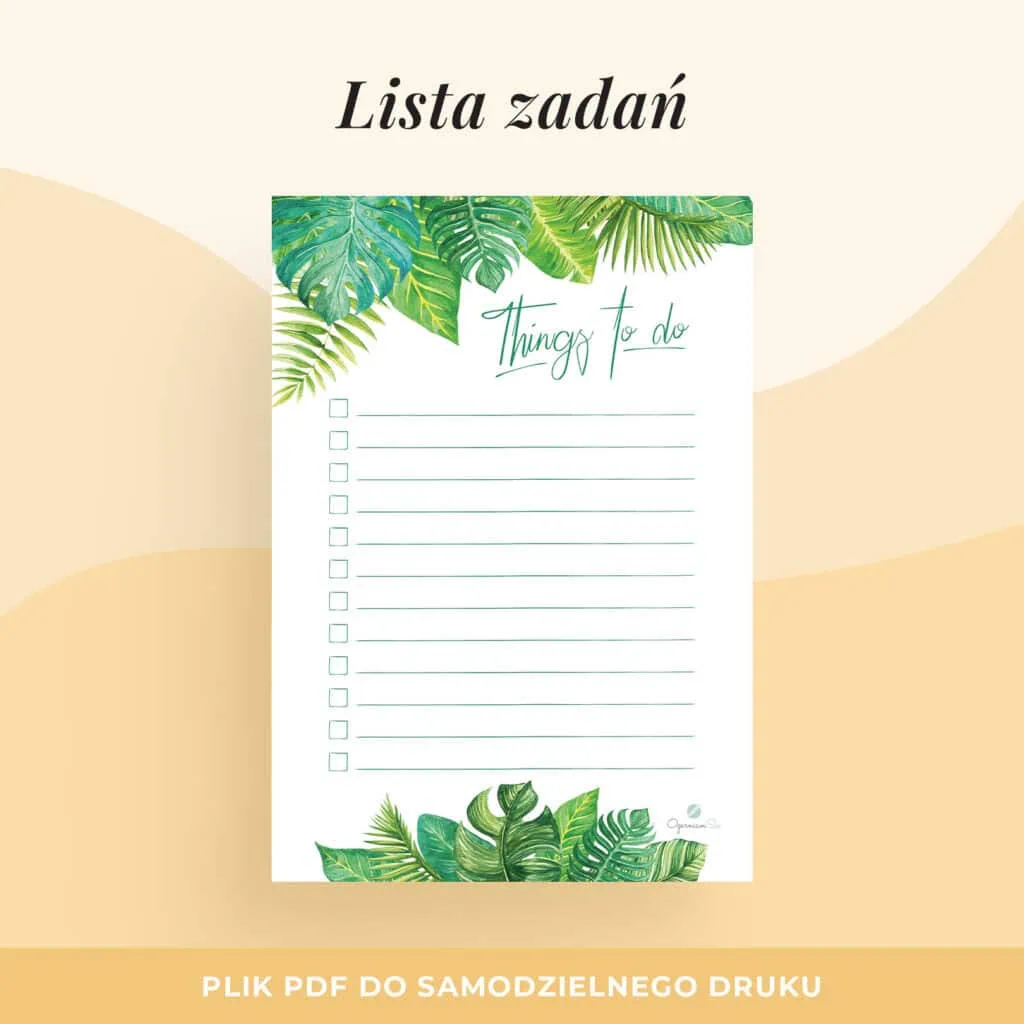 Tropikalna lista zadań “to do” do druku | Format: A5