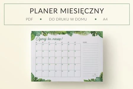 Tropikalny plan miesiąca do druku | Format: A4