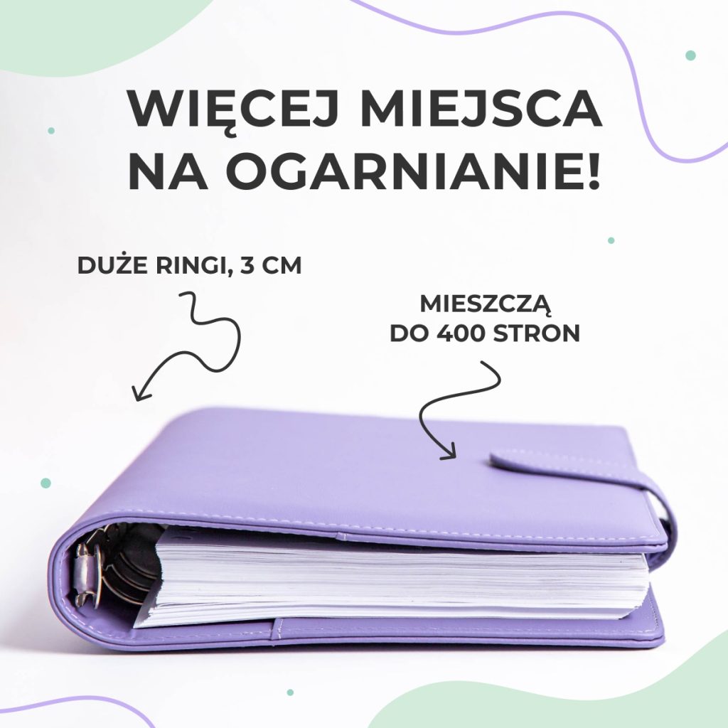 Okładka na organizer ringi 3cm pomieszczą 400 stron