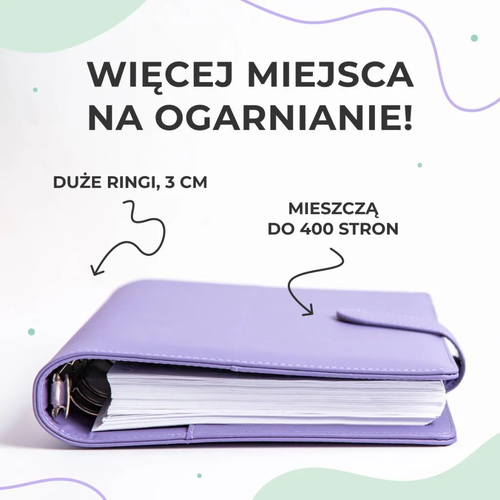 Okładka na organizer ringi 3cm pomieszczą 400 stron