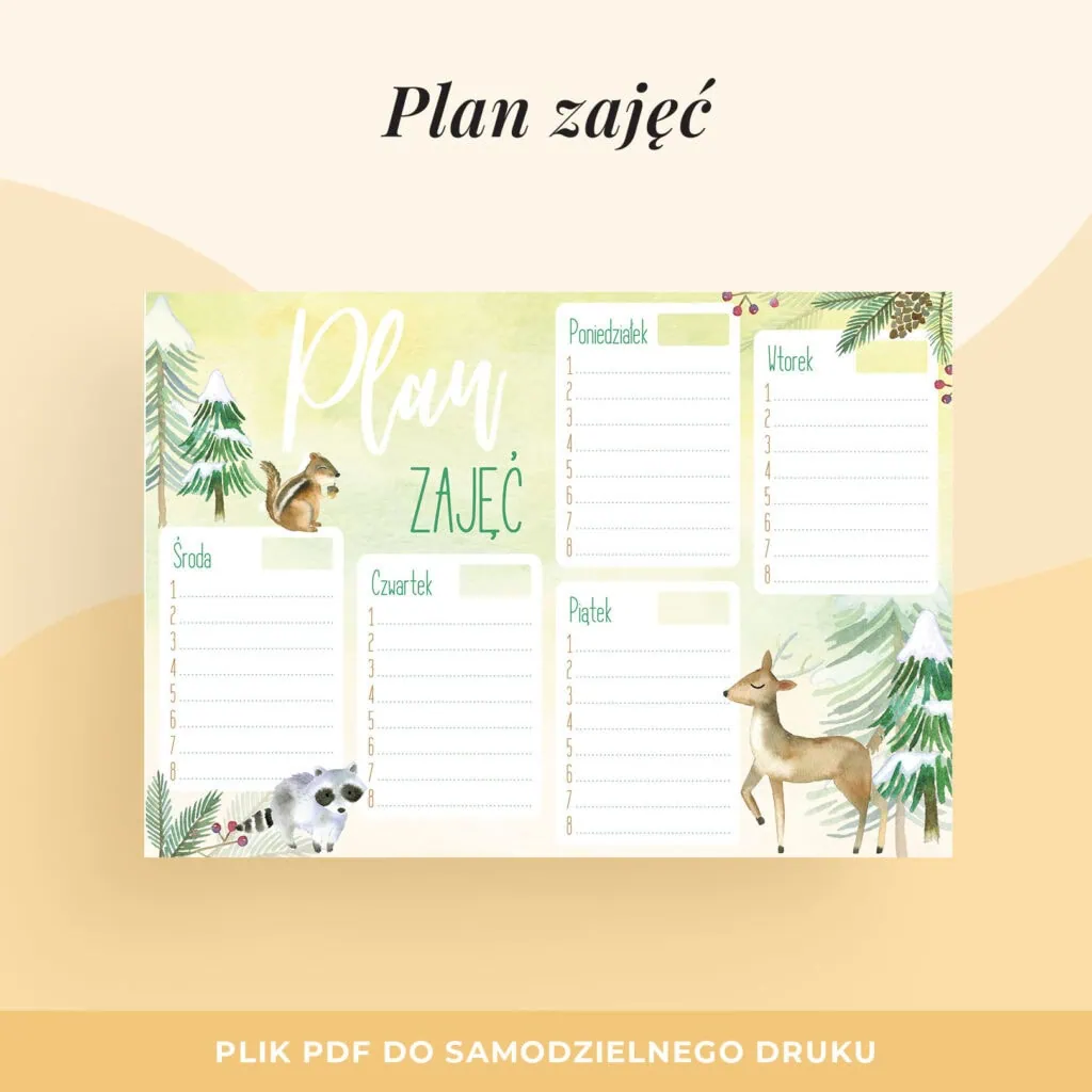 Plan lekcji “Leśne zwierzątka” do druku | Format A4