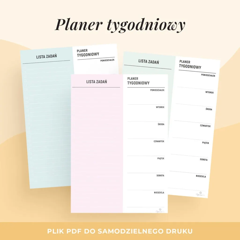 Planer tygodniowy "Minimal Pastel" do druku | Format A5