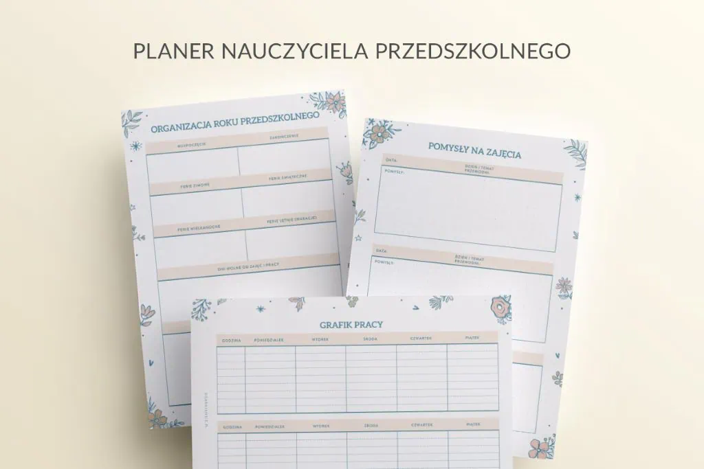 planer nauczyciela przedszkolnego do druku
