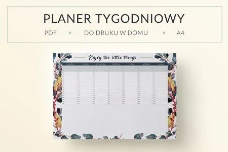 Planer tygodniowy “Enjoy the little things” do druku | Format A4