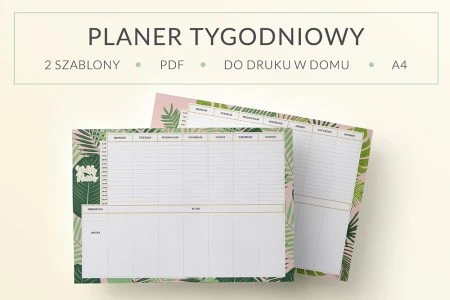 Planer z agendą dnia "Liście tropikalne" do druku | Format A4