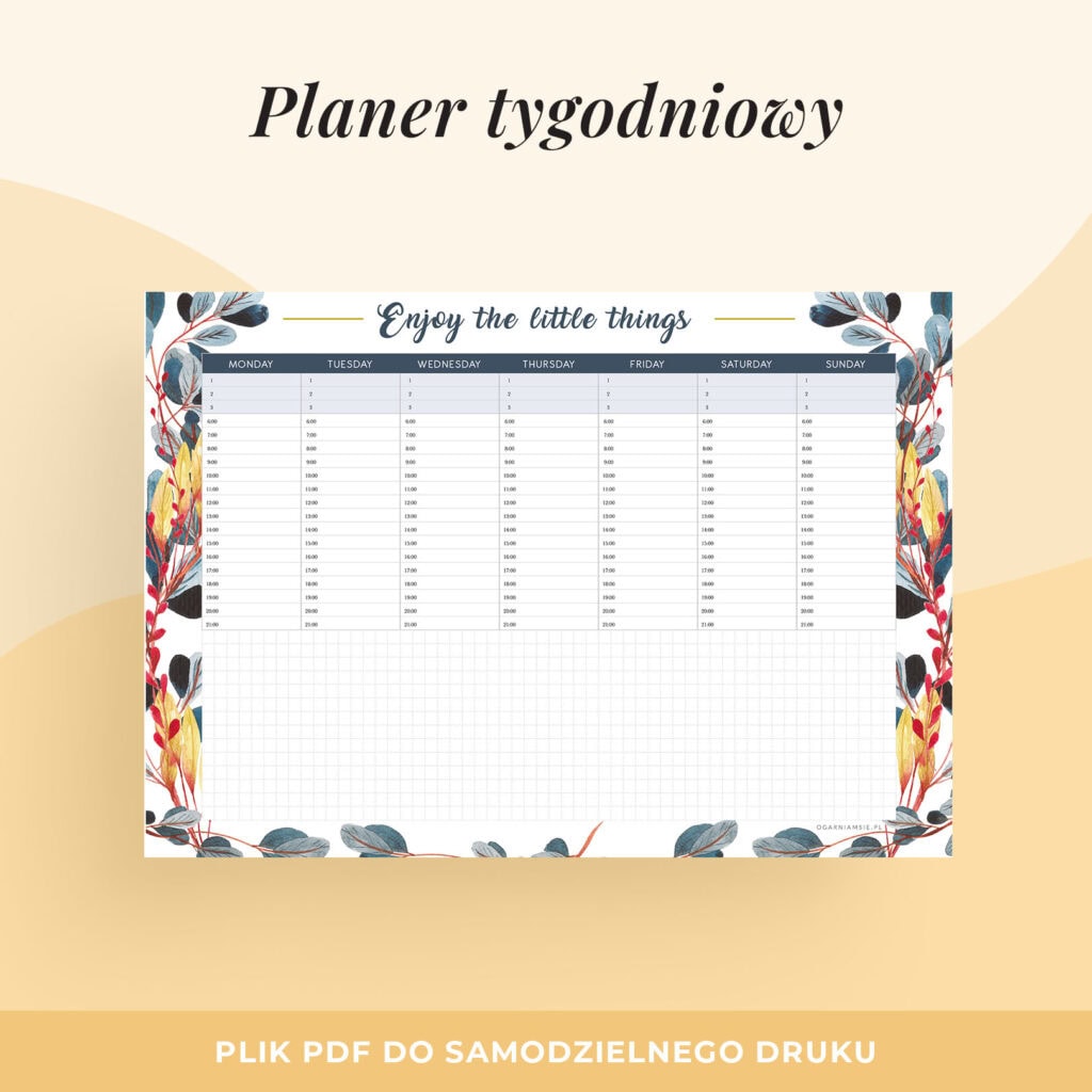 Planer tygodniowy “Enjoy the little things” do druku | Format A4
