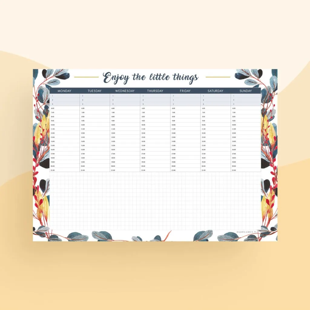 Planer tygodniowy “Enjoy the little things” do druku | Format A4 (2)