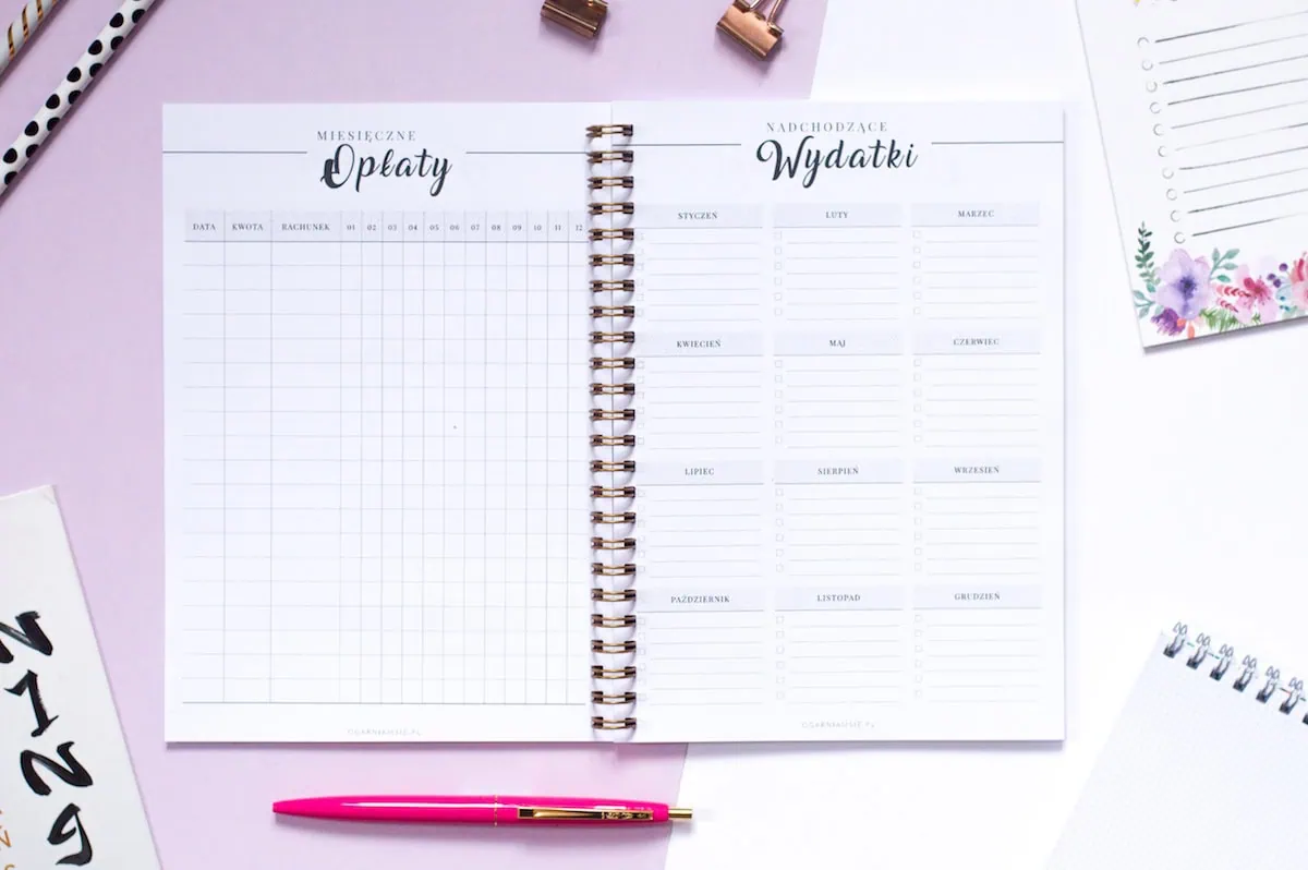 planer finansowy opłaty i wydatki