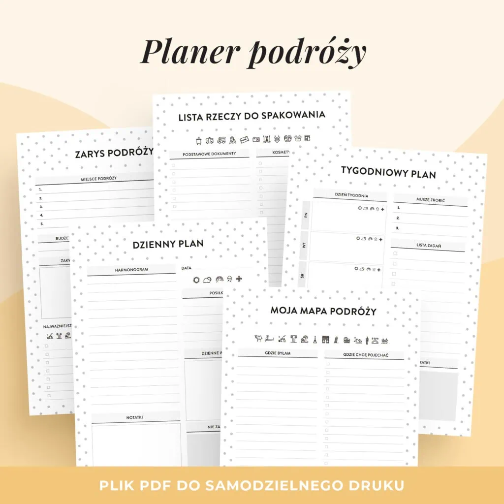 Planer podróży – planer do druku | Format A5