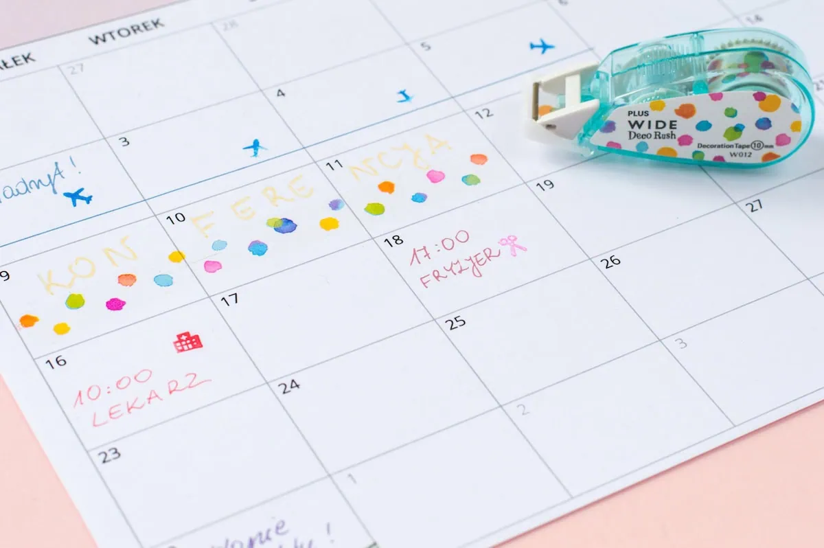 taśma ozdobna do planera i bullet journala