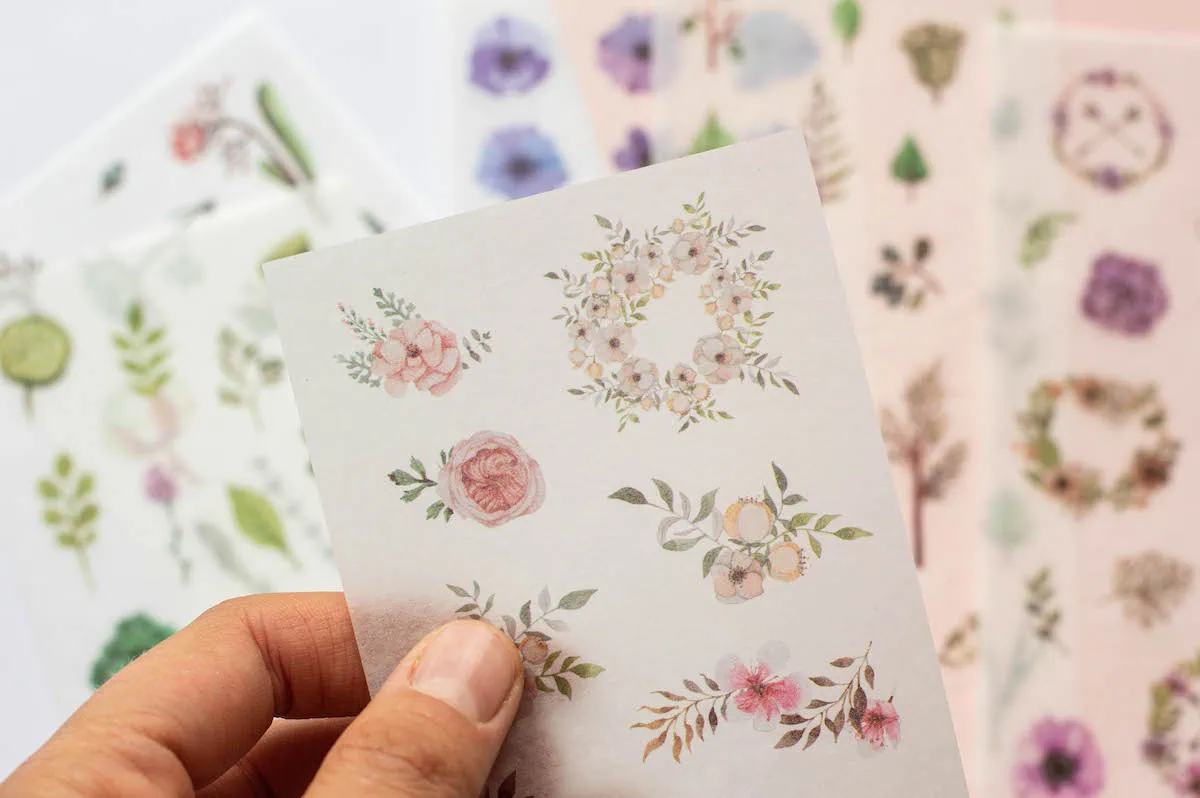 naklejki do bullet journal kwiaty zbliżenie