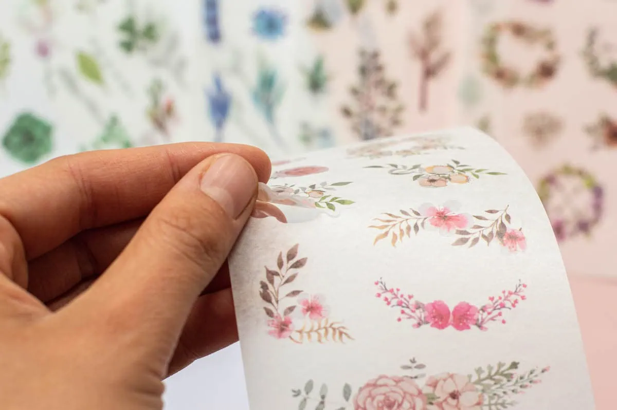 naklejki do planera kwiaty różowe