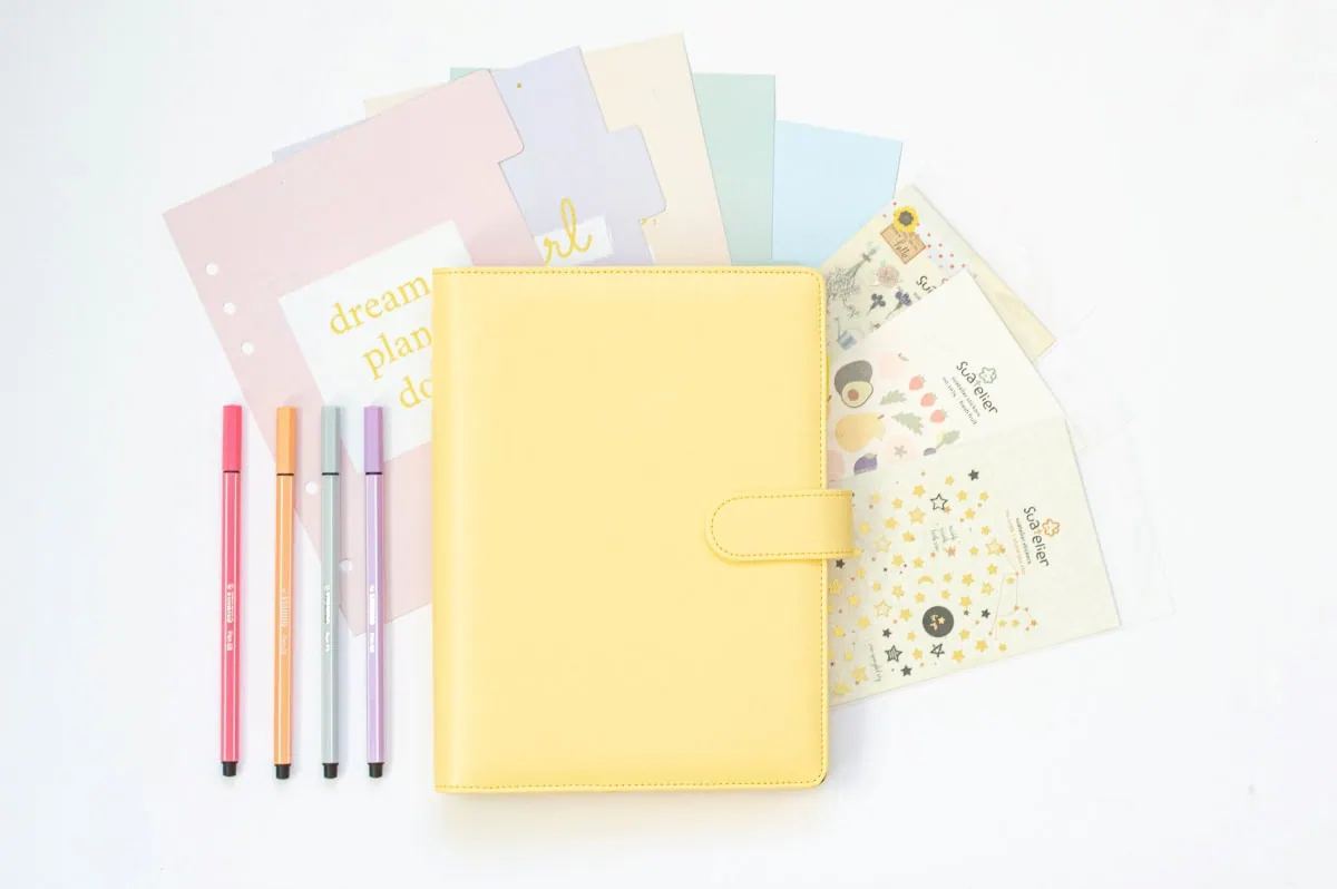 Organizer Bullet Journal - okładka żółta i akcesoria