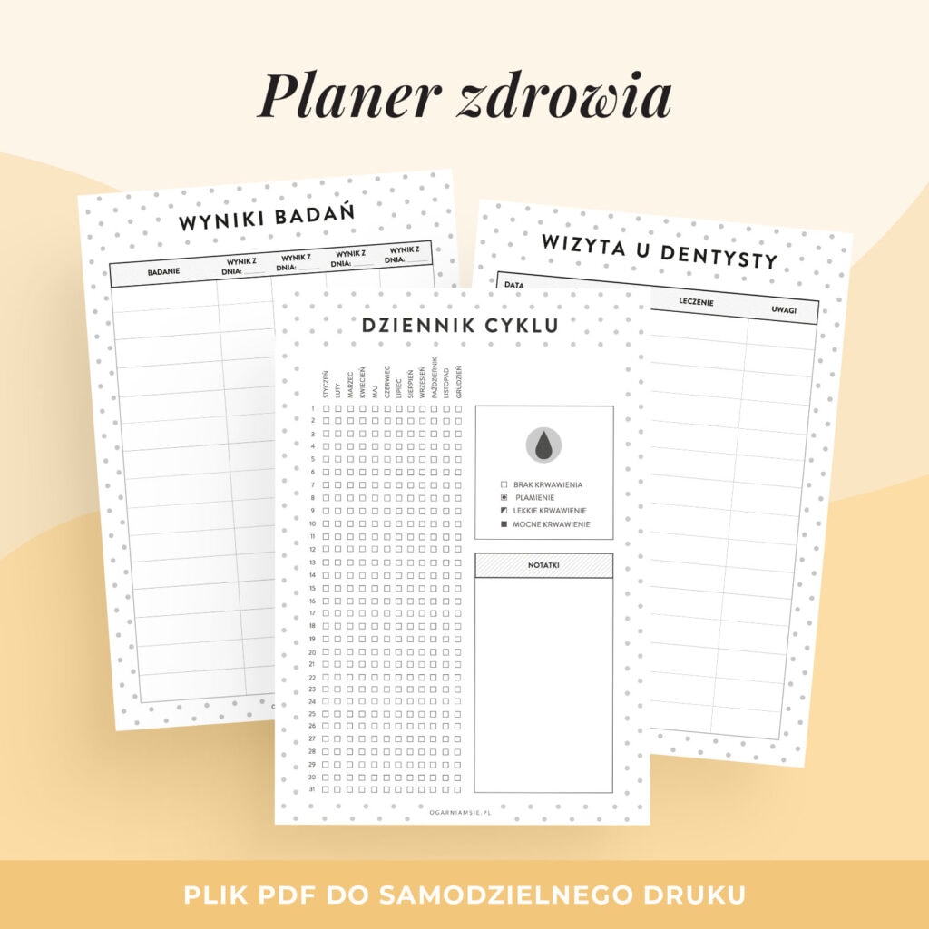 Planer zdrowia – planer do druku | Format A5