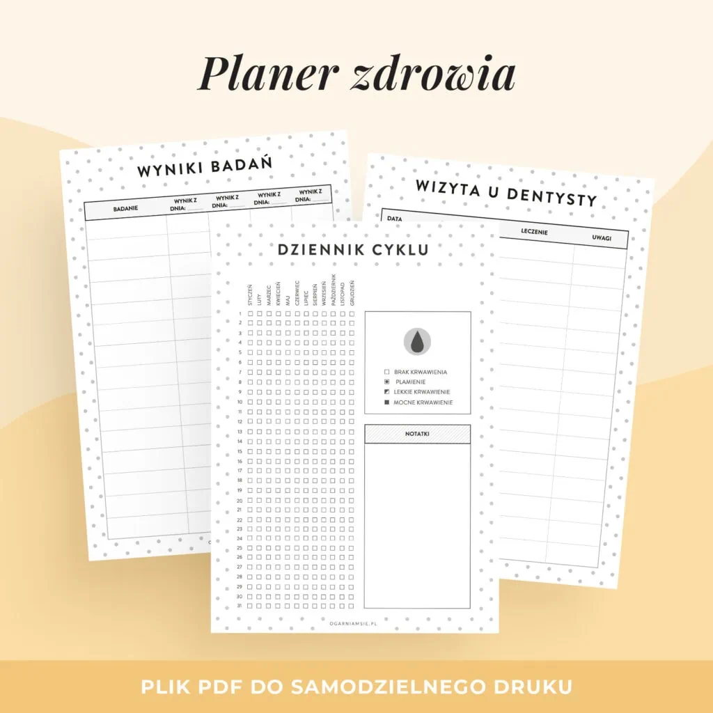 Planer zdrowia – planer do druku | Format A5