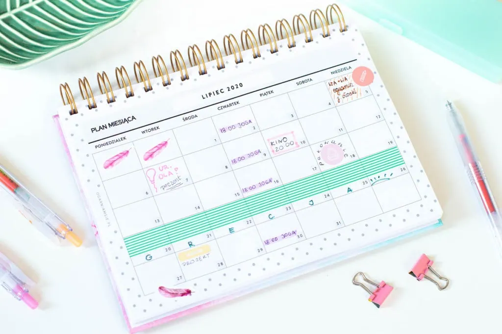 planery 2020 planer miesieczny