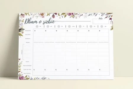 Fitness Planner "Dbam o siebie" - planer ścienny, suchościeralny