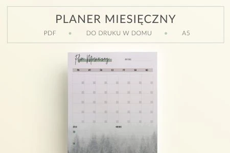Planer Miesieczny Las, do druku - mockup