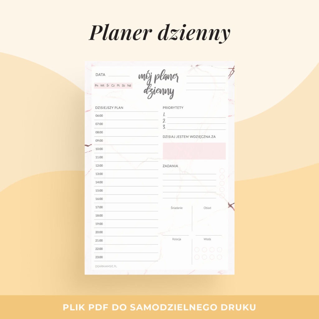 Planer Dzienny “Marmur” do druku | Format A5