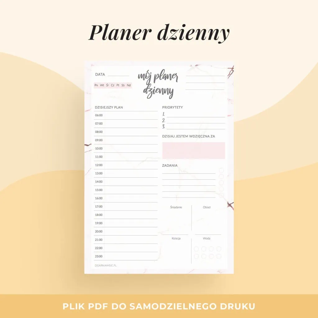 Planer Dzienny “Marmur” do druku | Format A5