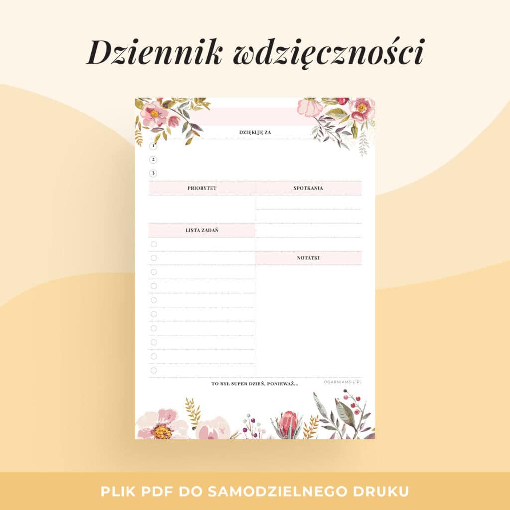 Planer Dzienny – Wdzięczności Kwiaty | Format A5