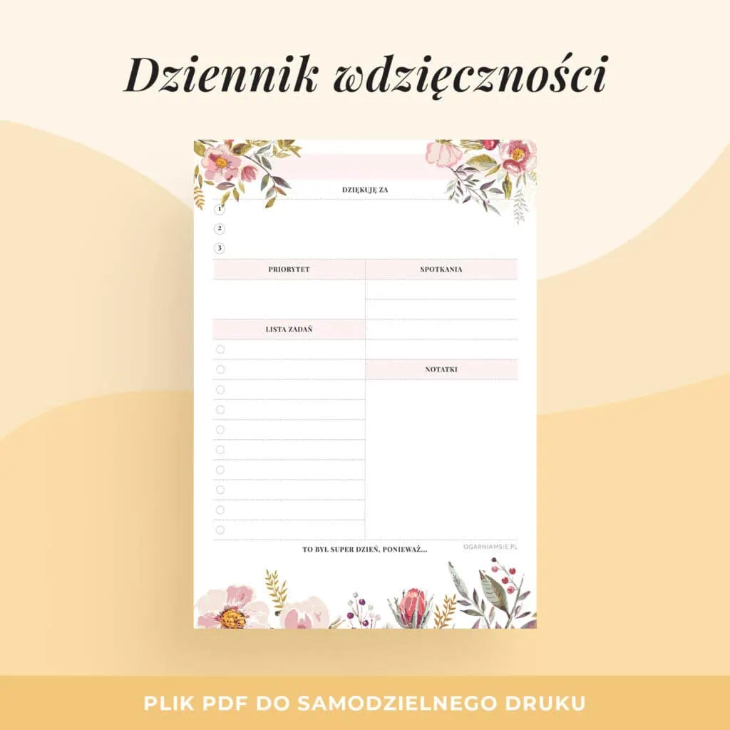 Planer Dzienny – Wdzięczności Kwiaty | Format A5