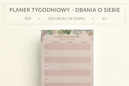 Planer Tygodniowy – Dbania o siebie do druku - mockup