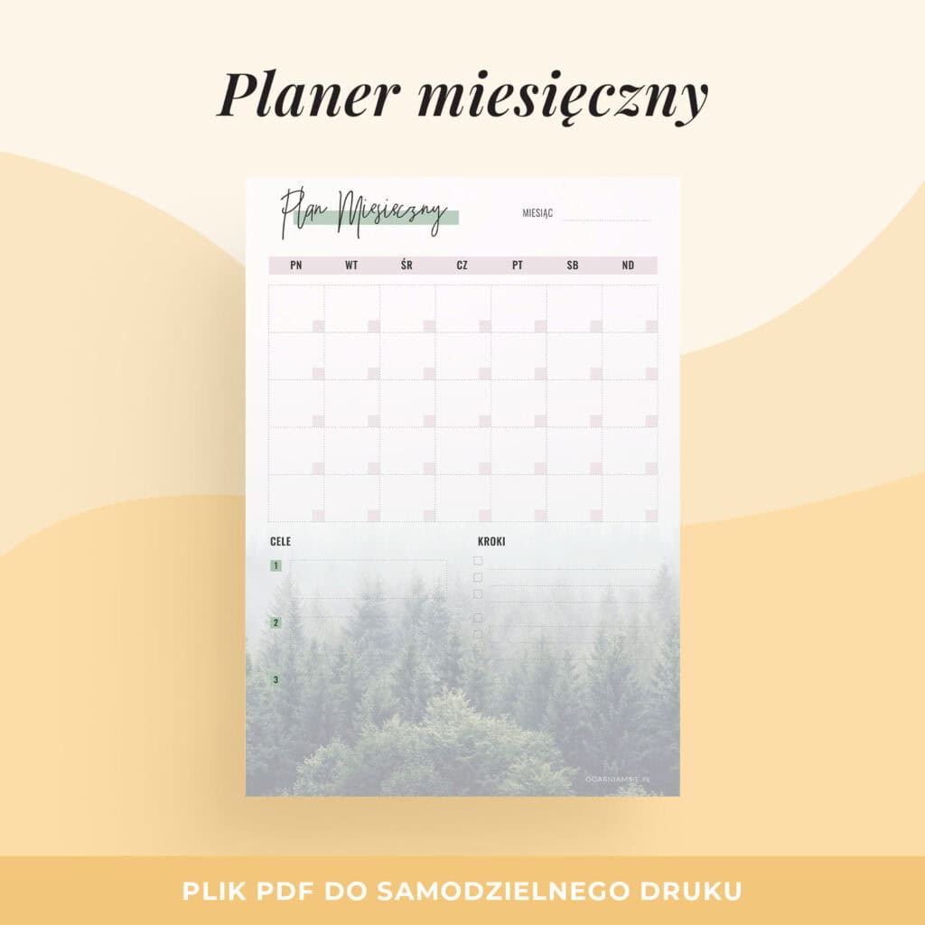 Planer Miesięczny “Las” do druku | Format A5