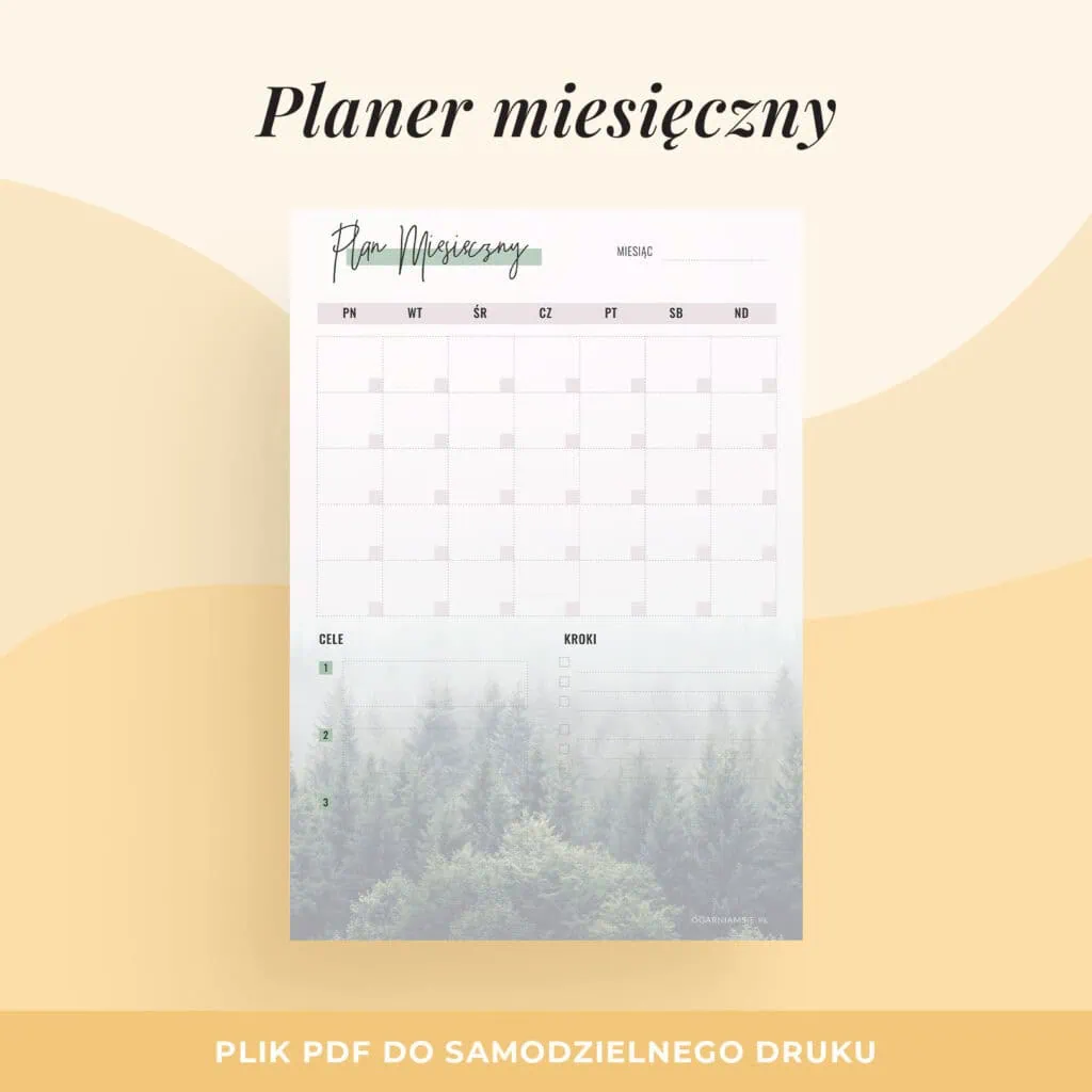 Planer Miesięczny “Las” do druku | Format A5