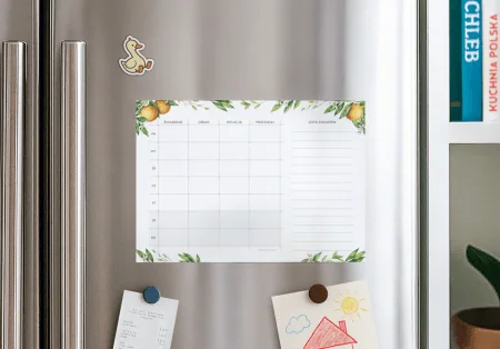 Rodzinny planer posiłków, magnetyczny “Kwiaty Pomarańczy” A4
