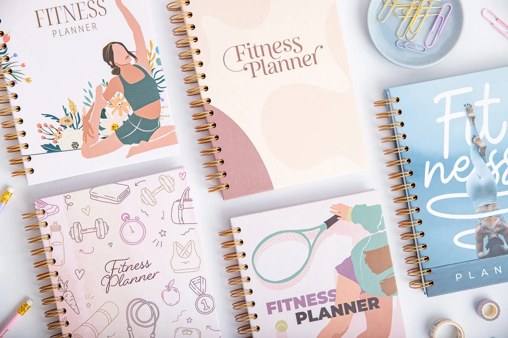 Kolorowe okładki planera fitness