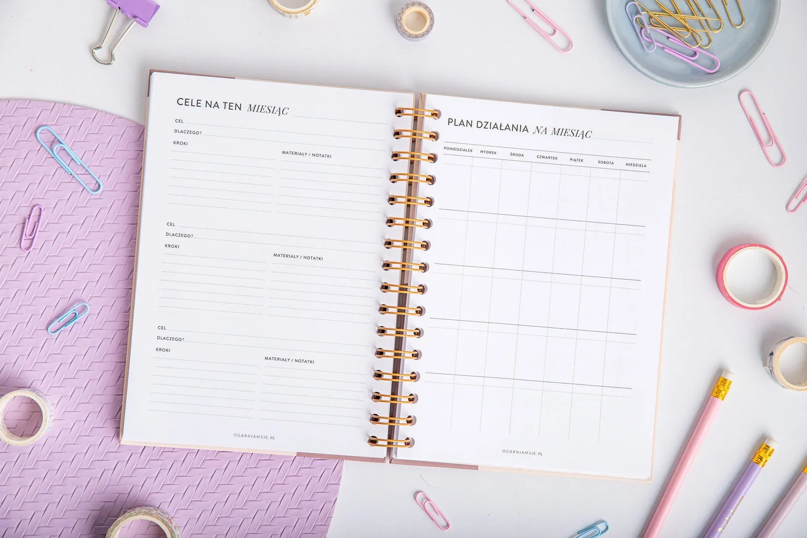 Planer fitness - strony cele na ten miesiąc i plan działania na miesiąc