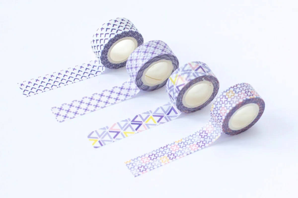 taśma dekoracyjna washi fioletowe wzory 2