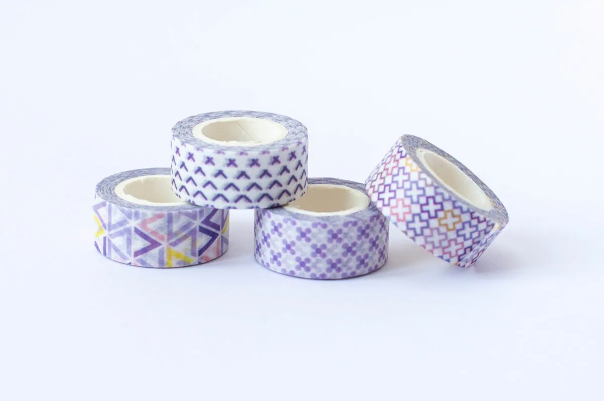 taśma dekoracyjna washi fioletowe wzory 3