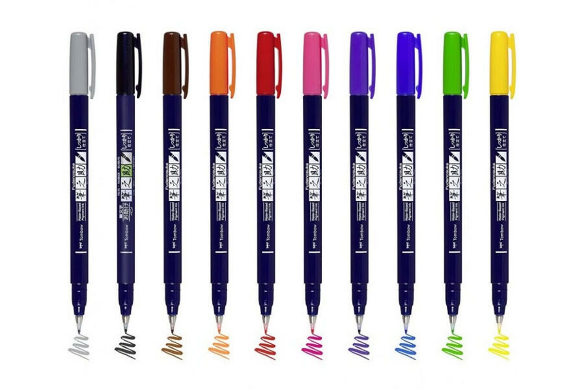 Zestaw brush penów Fudenosuke Hard, 10 szt